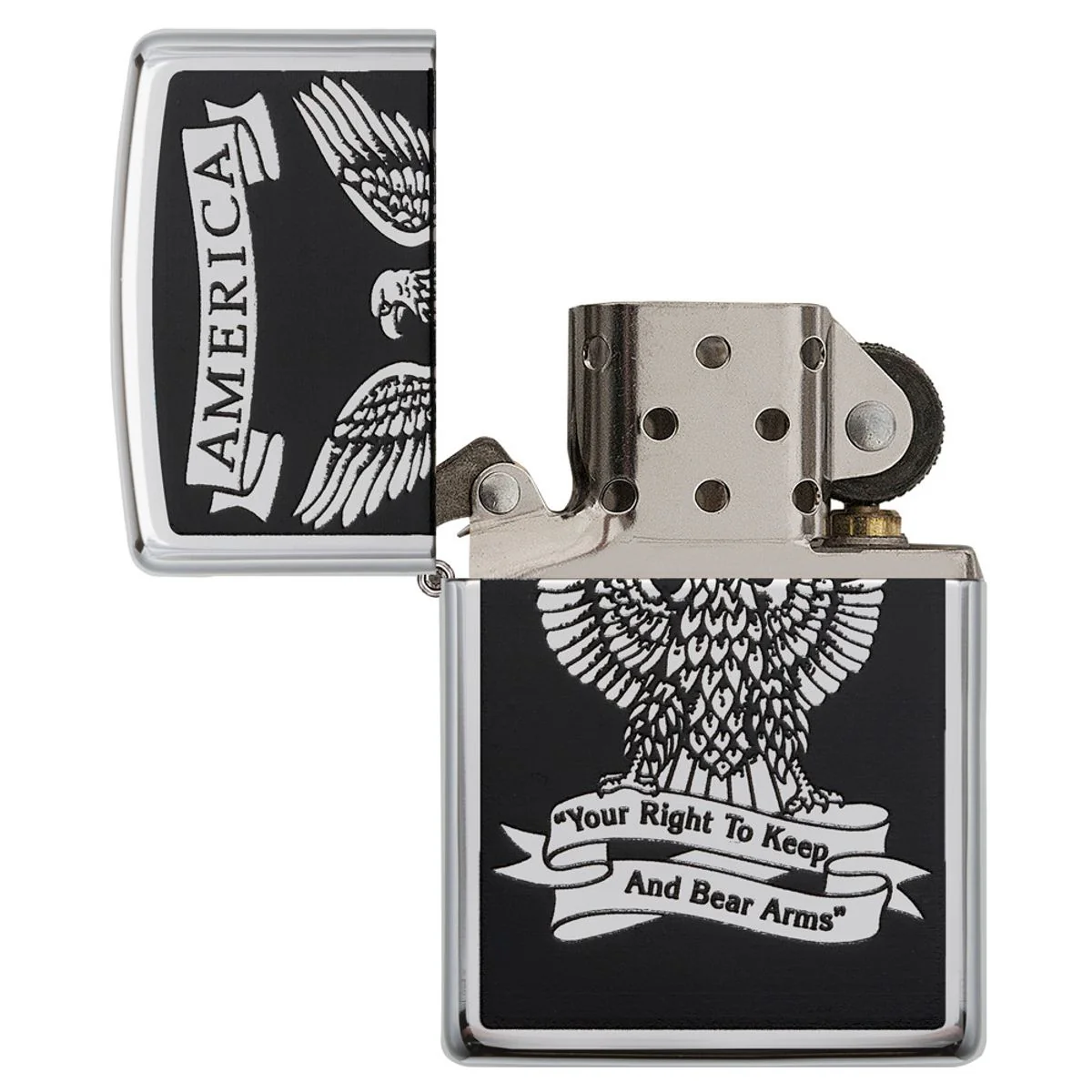 Zippo Lighter: America Eagle, Right to Bear Arms- HP Chrome 28290 - Image 4