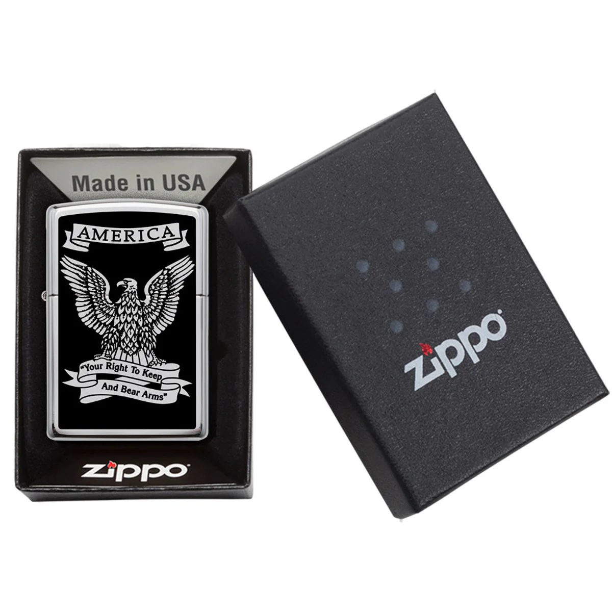 Zippo Lighter: America Eagle, Right to Bear Arms- HP Chrome 28290 - Image 6