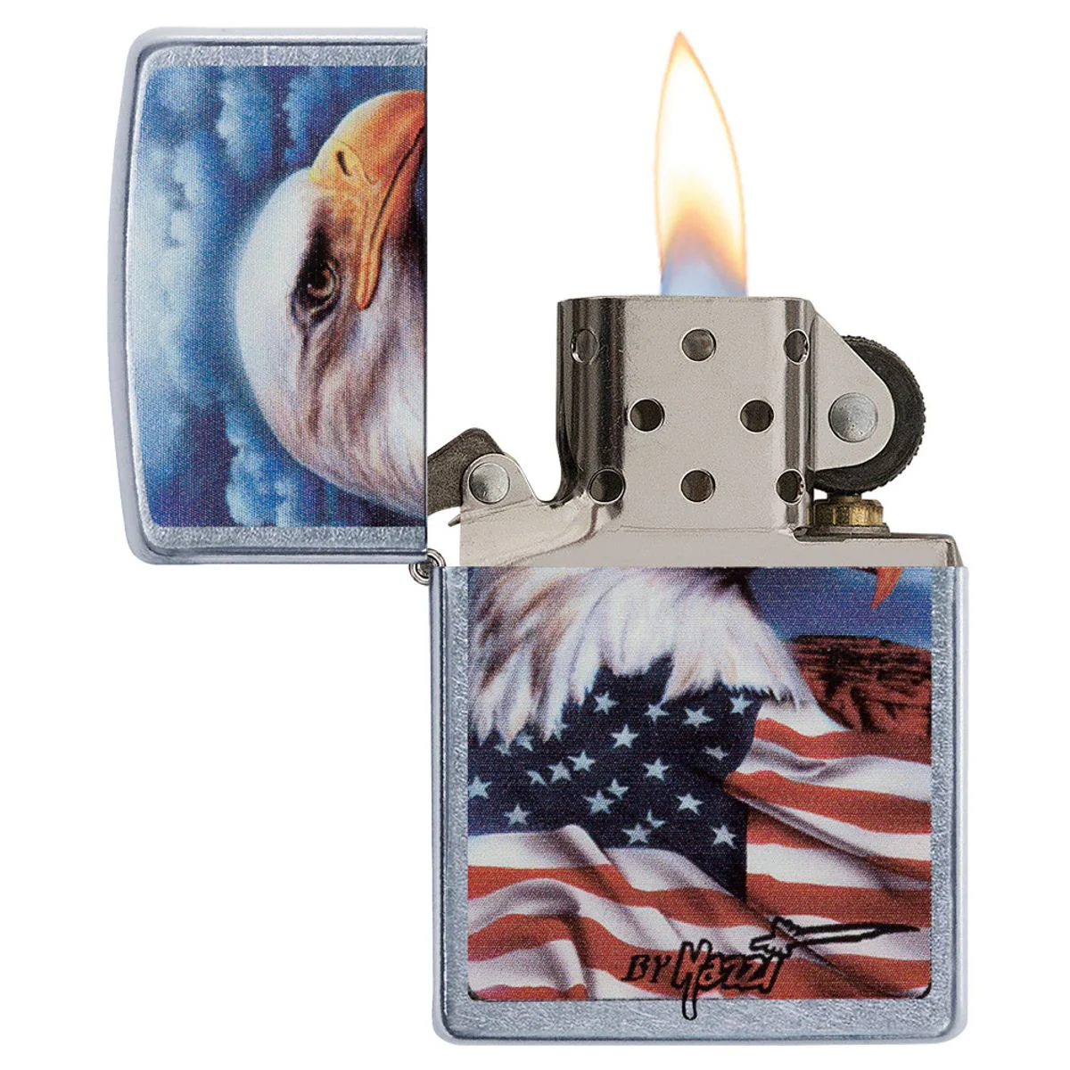 Zippo Lighter: American Eagle by Mazzi - Street Chrome 24764 - Image 3