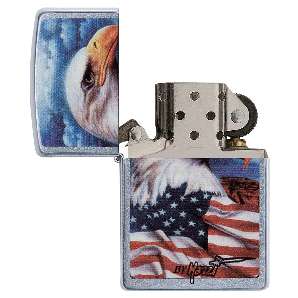 Zippo Lighter: American Eagle by Mazzi - Street Chrome 24764 - Image 4
