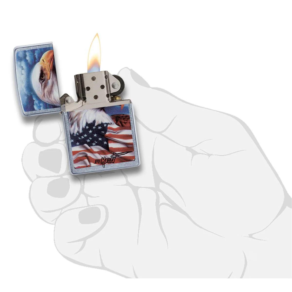 Zippo Lighter: American Eagle by Mazzi - Street Chrome 24764 - Image 5