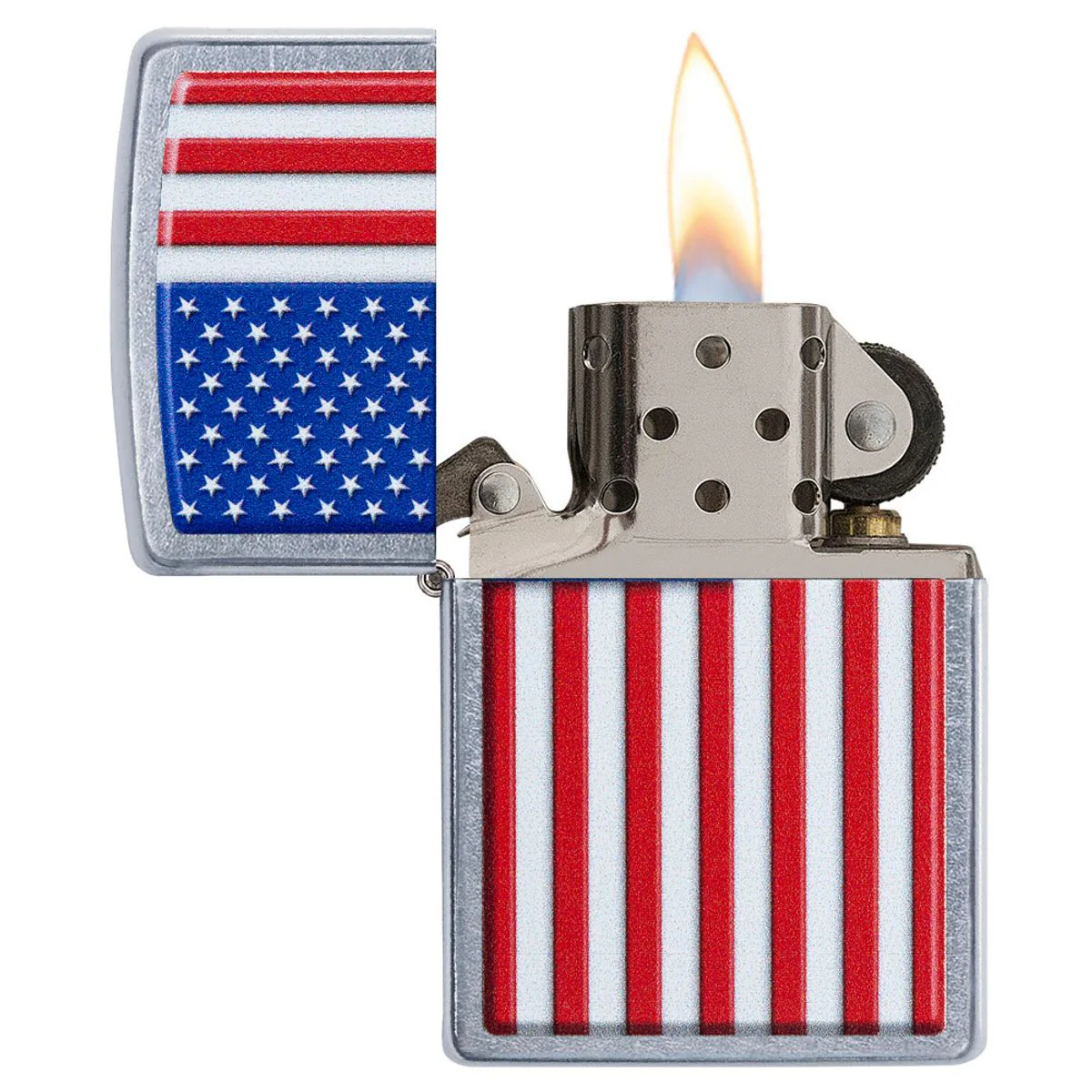 Zippo Lighter: American Flag - Street Chrome 29722 - Image 3