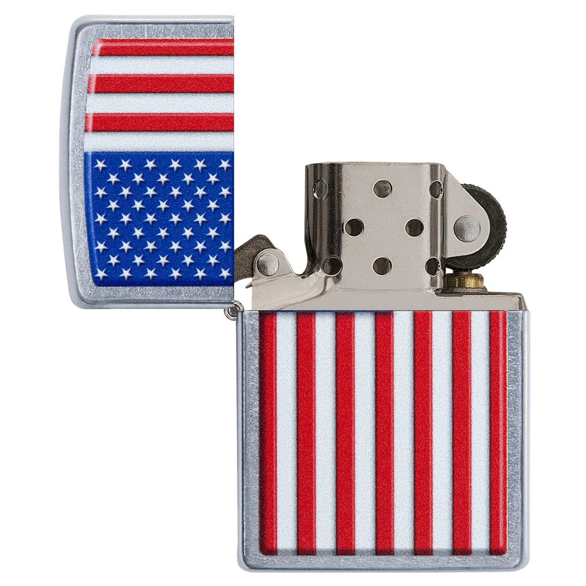 Zippo Lighter: American Flag - Street Chrome 29722 - Image 4