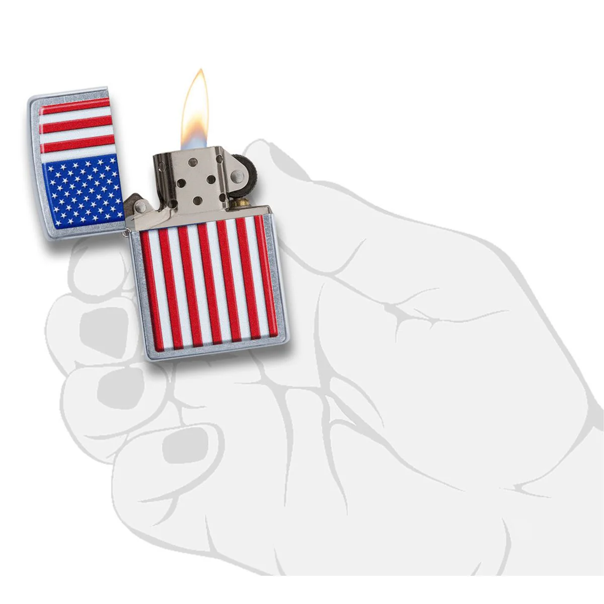 Zippo Lighter: American Flag - Street Chrome 29722 - Image 5