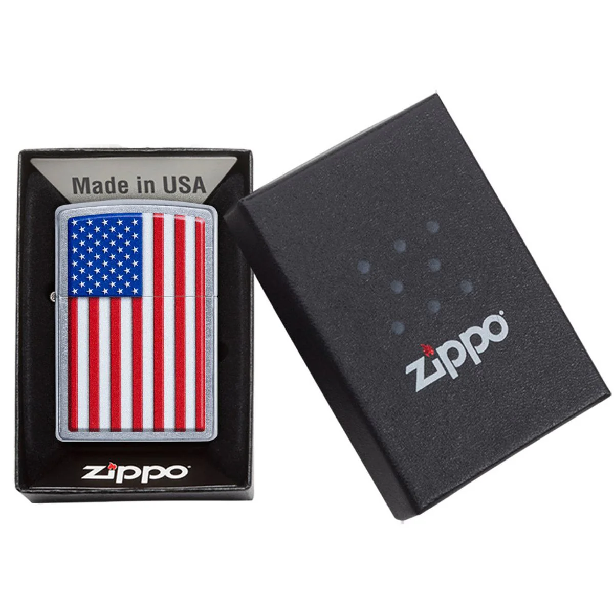 Zippo Lighter: American Flag - Street Chrome 29722 - Image 6