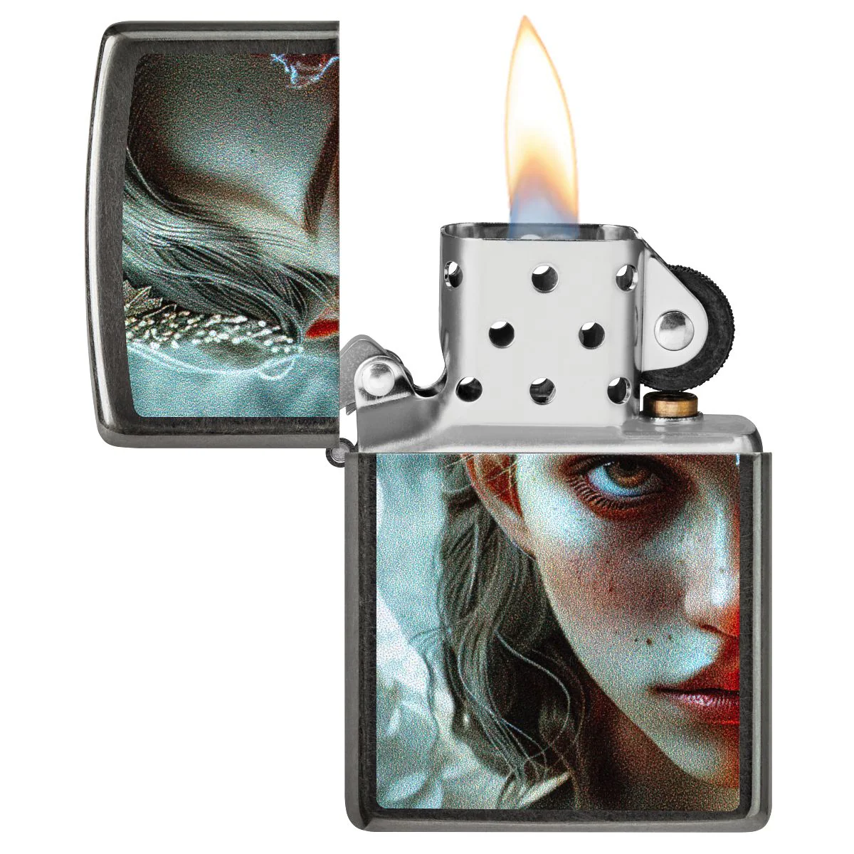 Zippo Lighter: Angel and Devil - Grey 46874 - Image 5