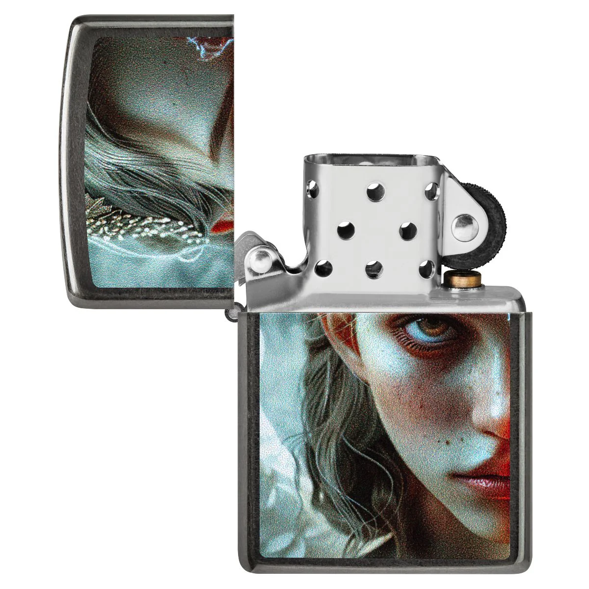Zippo Lighter: Angel and Devil - Grey 46874 - Image 6