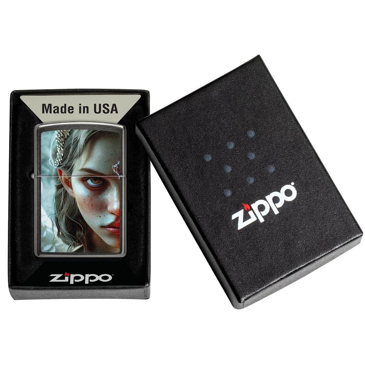 Zippo Lighter: Angel and Devil - Grey 46874 - Image 8