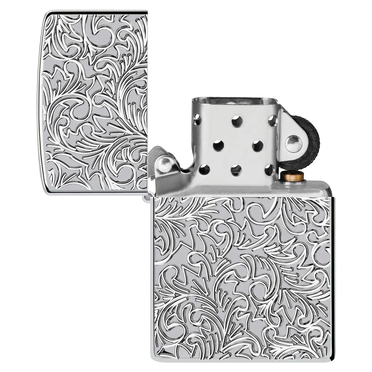 Zippo Lighter: Armor Deep Carved Pattern - High Polish Chrome 46867 - Image 4