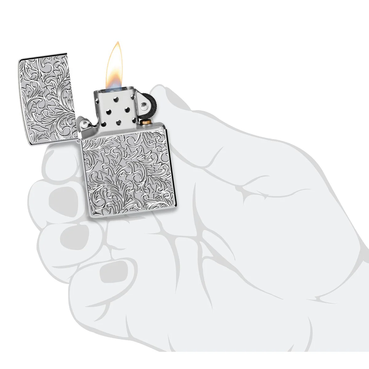 Zippo Lighter: Armor Deep Carved Pattern - High Polish Chrome 46867 - Image 5