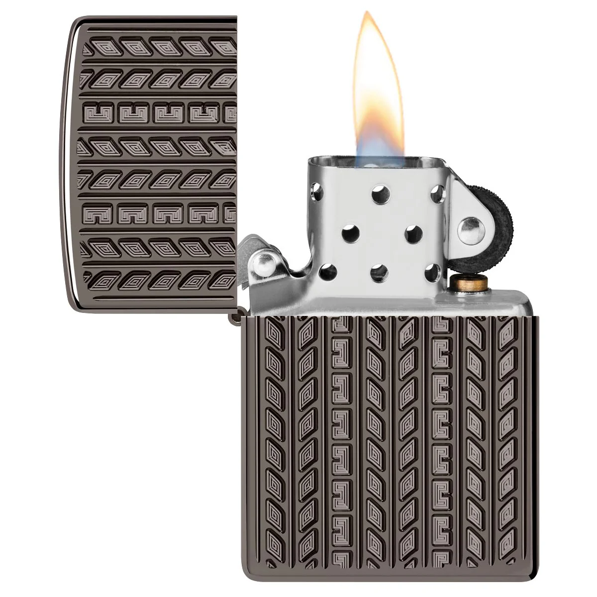 Zippo Lighter: Armor Deep Carved Tire Tread - Black Ice 46888 - Image 3