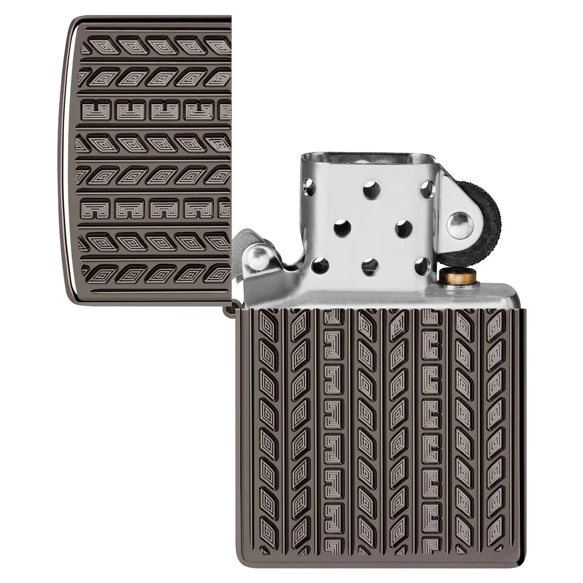 Zippo Lighter: Armor Deep Carved Tire Tread - Black Ice 46888 - Image 4