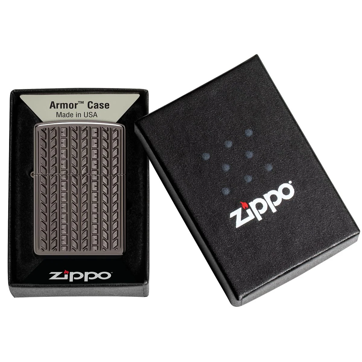 Zippo Lighter: Armor Deep Carved Tire Tread - Black Ice 46888 - Image 6