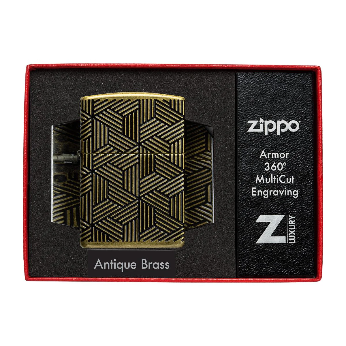 Zippo Lighter: Armor MultiCut Art Deco Design - Antique Brass 46675 - Image 10