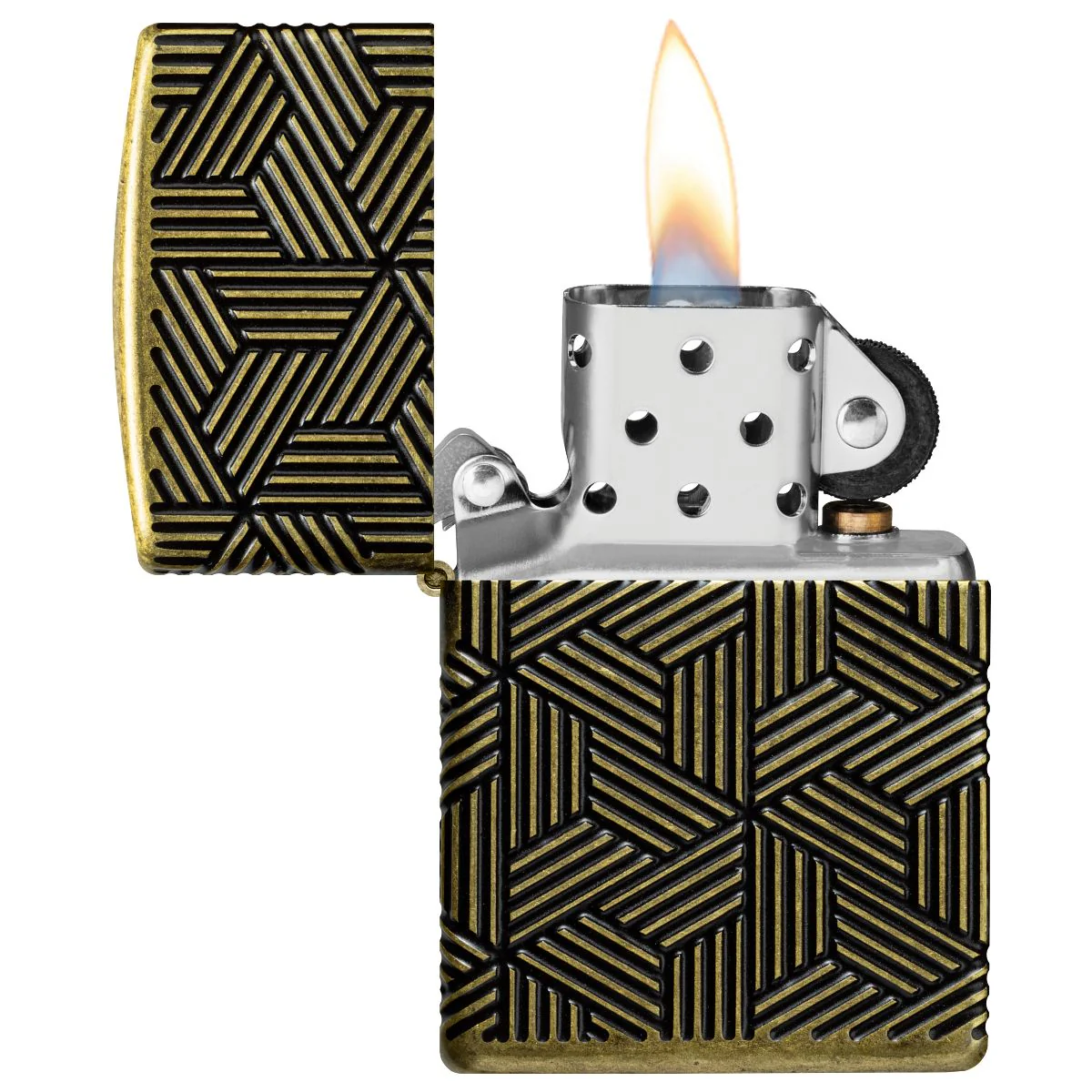 Zippo Lighter: Armor MultiCut Art Deco Design - Antique Brass 46675 - Image 7