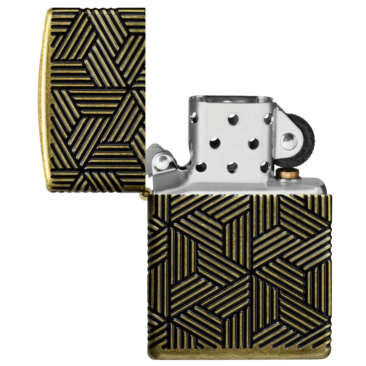 Zippo Lighter: Armor MultiCut Art Deco Design - Antique Brass 46675 - Image 8