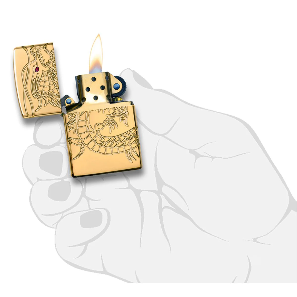 Zippo Lighter: Armor Multicut Dragon - High Polish Gold Plate 29265 - Image 10