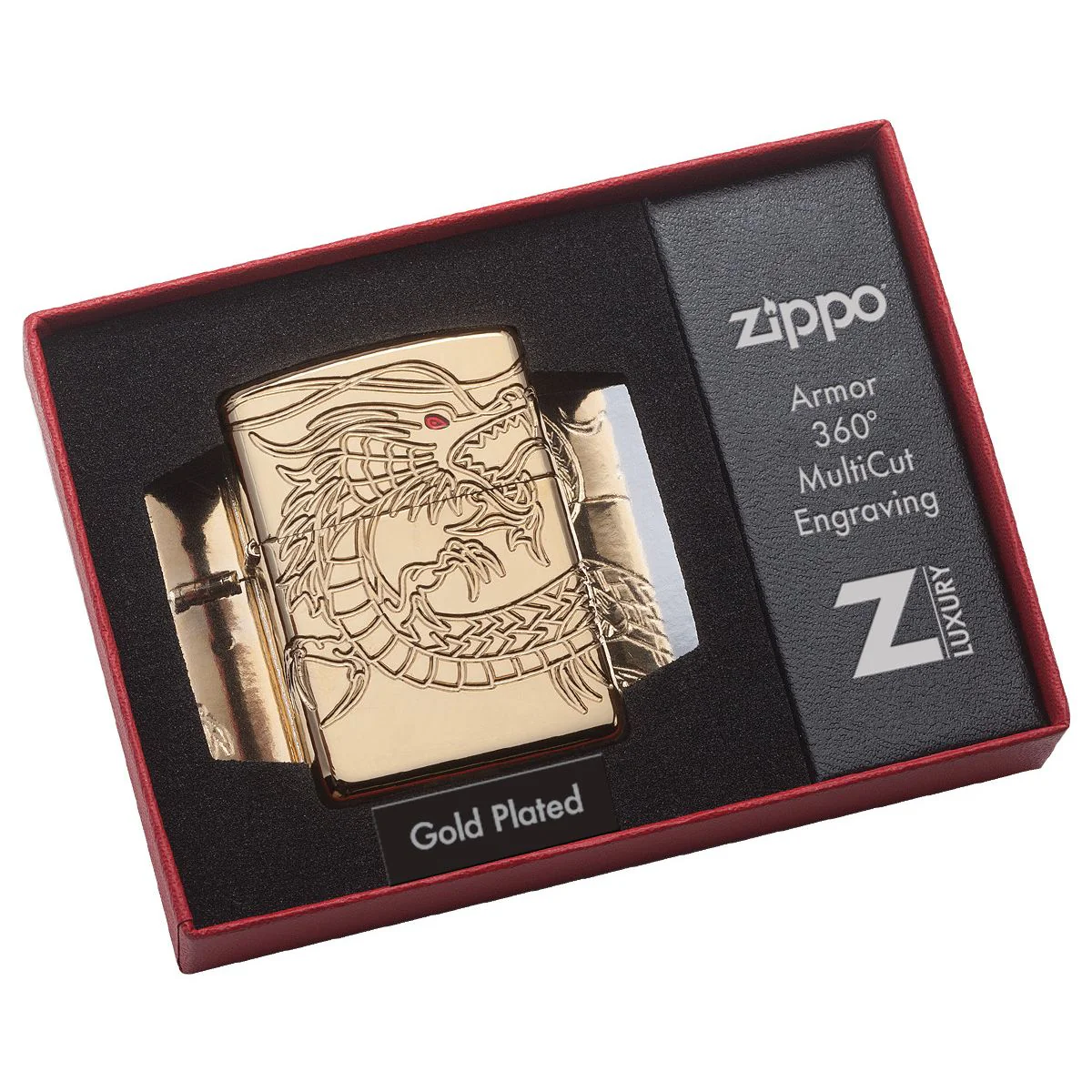 Zippo Lighter: Armor Multicut Dragon - High Polish Gold Plate 29265 - Image 11