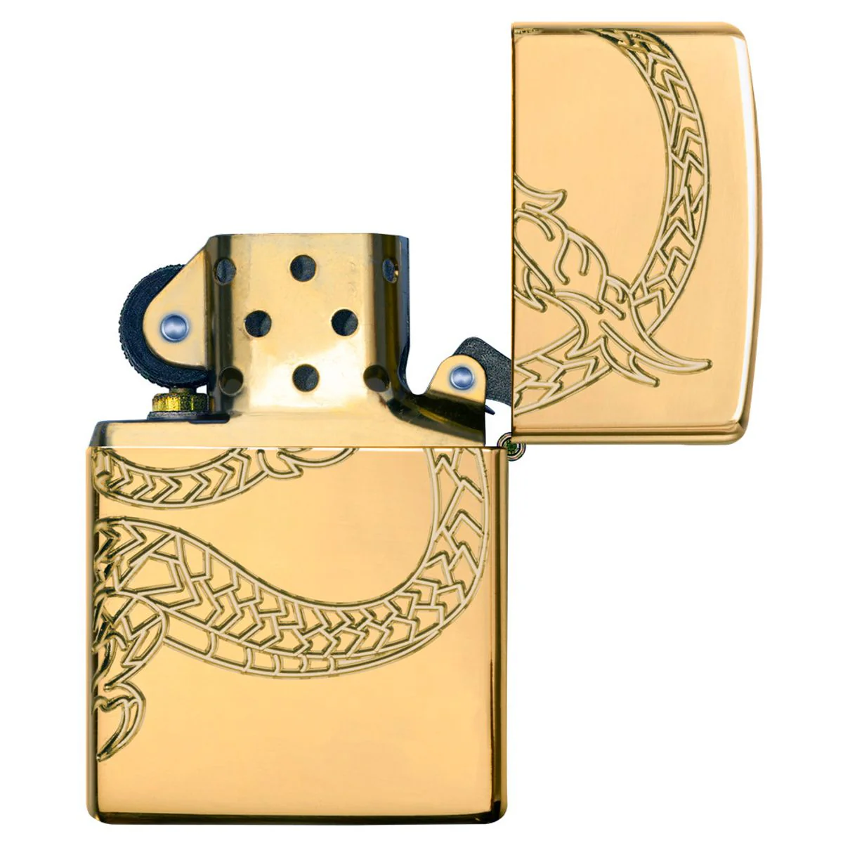 Zippo Lighter: Armor Multicut Dragon - High Polish Gold Plate 29265 - Image 6