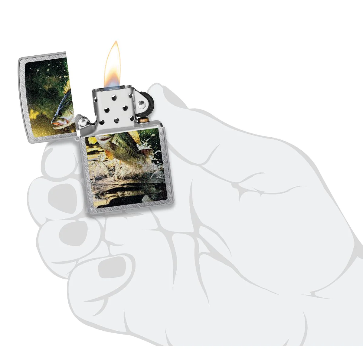 Zippo Lighter: Bass Fishing - Herringbone Sweep 46342 - Image 5