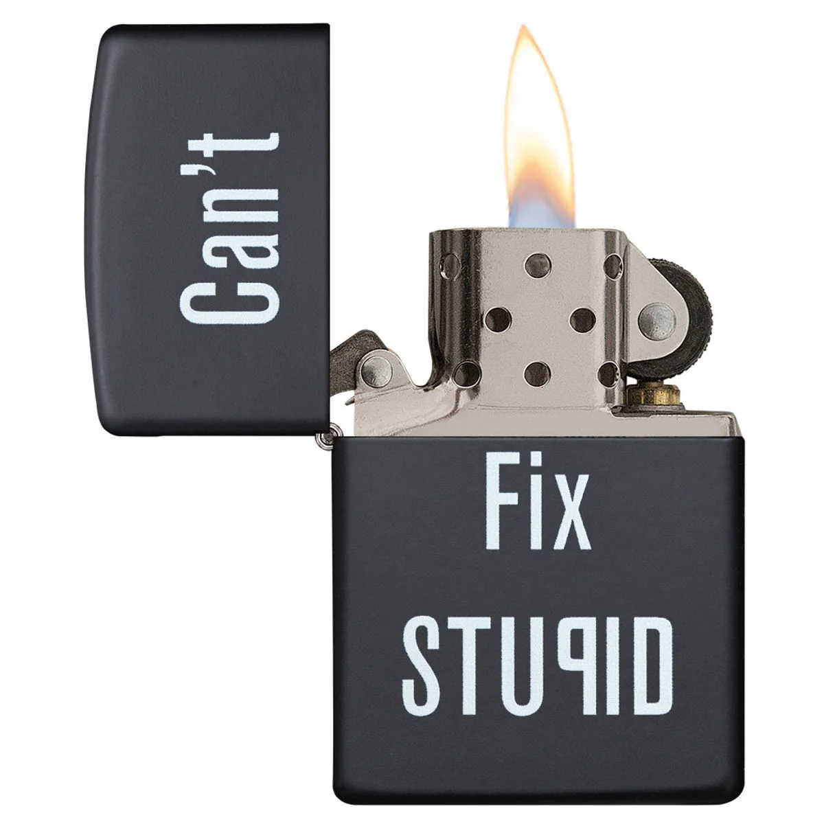 Zippo Lighter: Can't Fix Stupid - Black Matte 28664 - Image 3