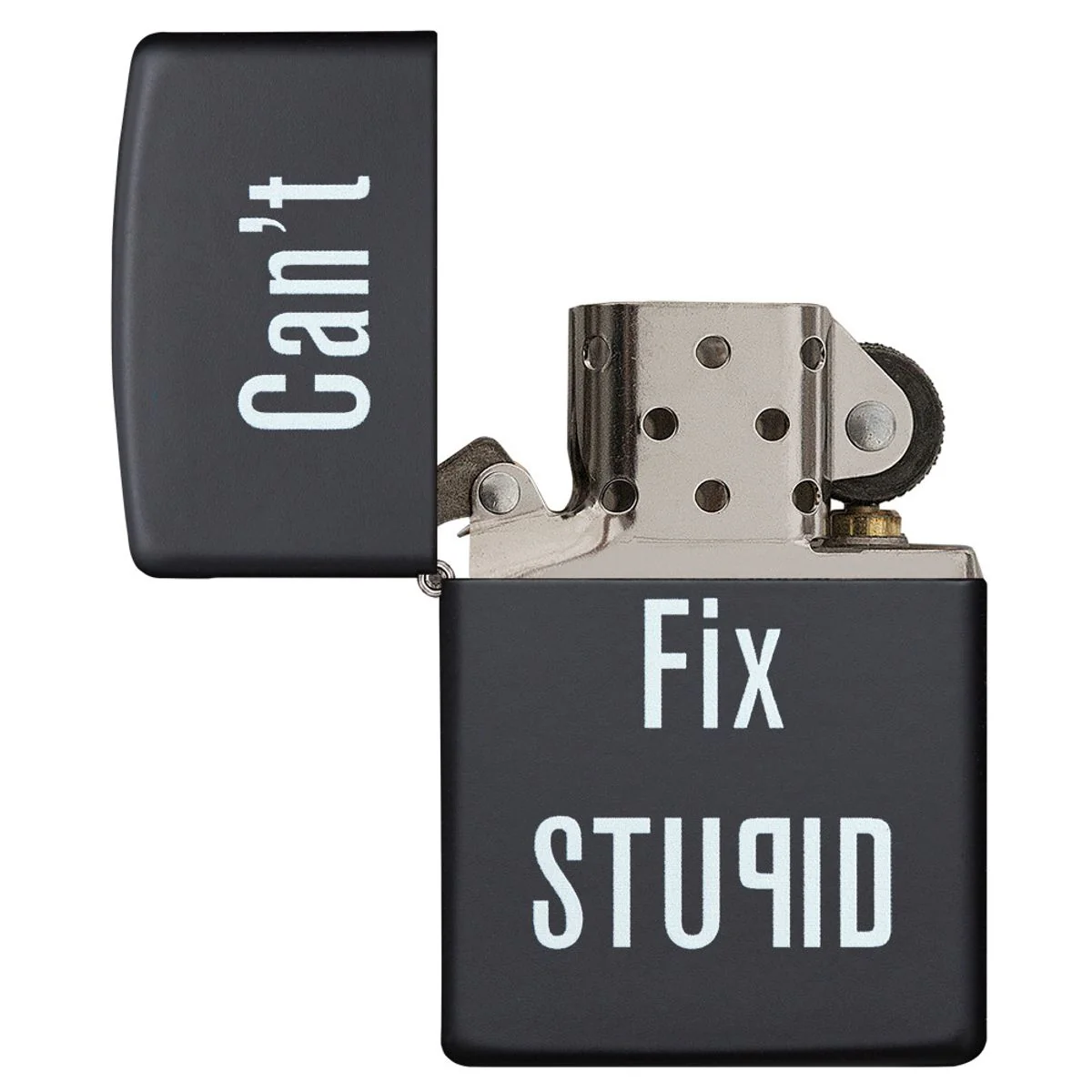 Zippo Lighter: Can't Fix Stupid - Black Matte 28664 - Image 4