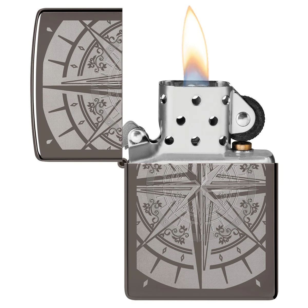 Zippo Lighter: Engraved Compass - Black Ice 29232 - Image 3