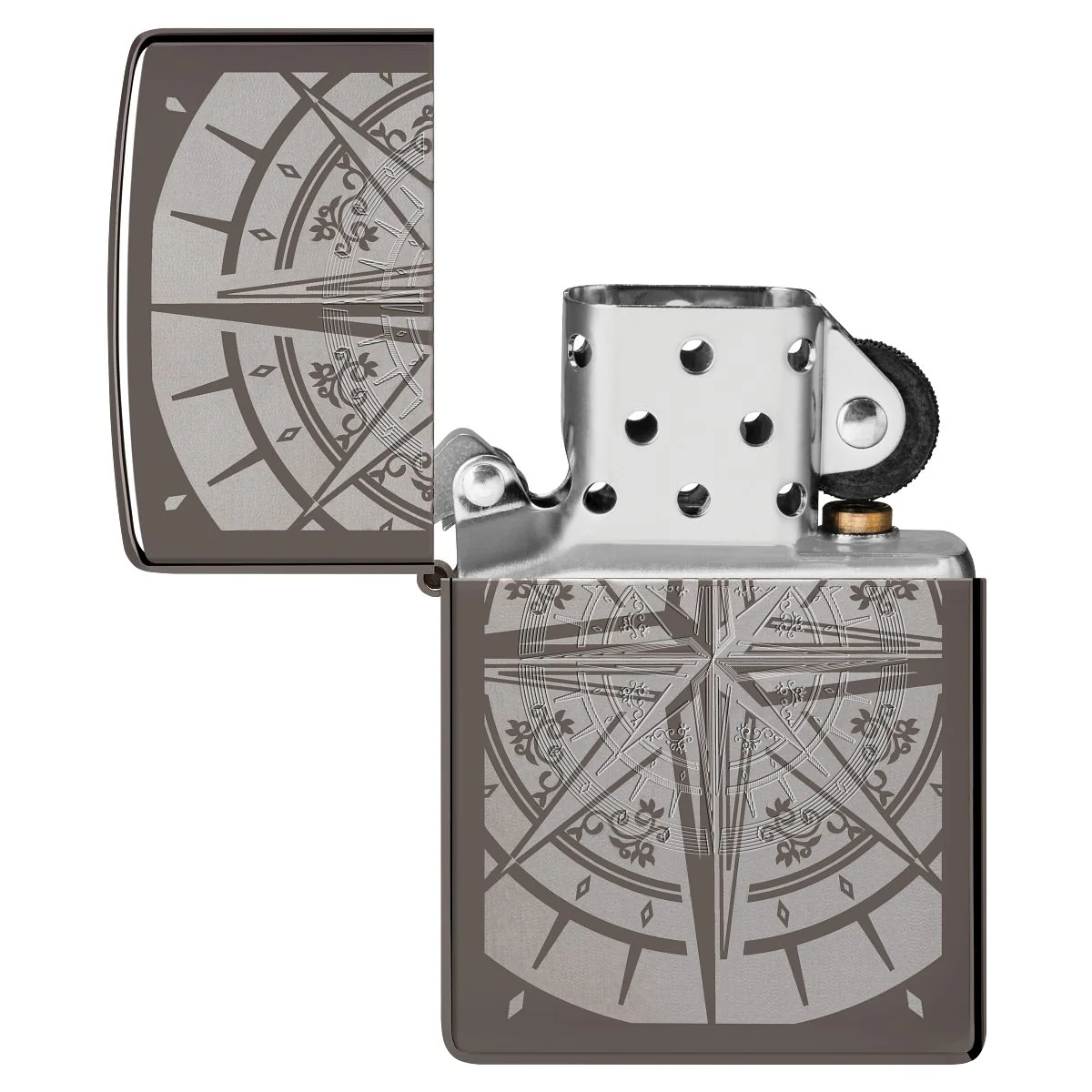 Zippo Lighter: Engraved Compass - Black Ice 29232 - Image 4