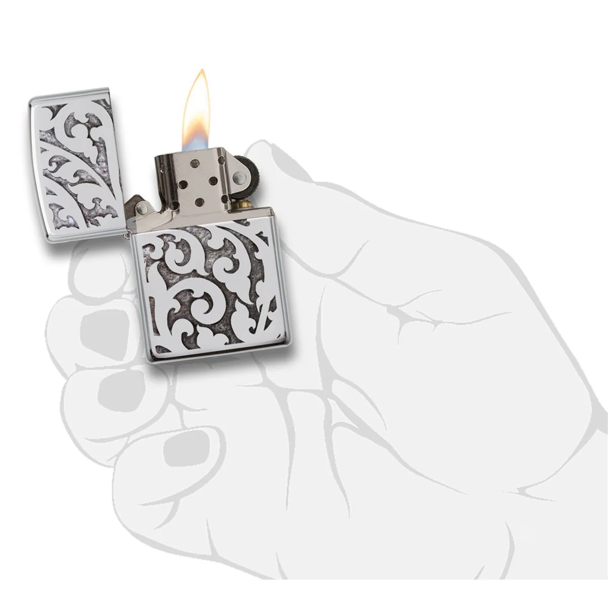 Zippo Lighter: Filigree - HP Chrome 28530 - Image 5