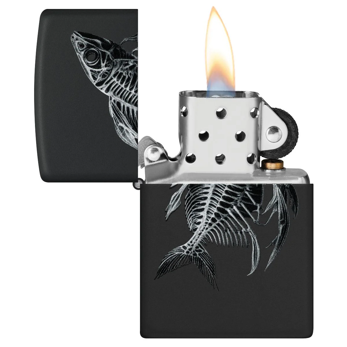 Zippo Lighter: Fish Skeleton - Black Matte 46618 - Image 3