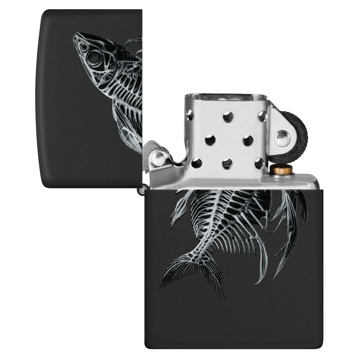 Zippo Lighter: Fish Skeleton - Black Matte 46618 - Image 4