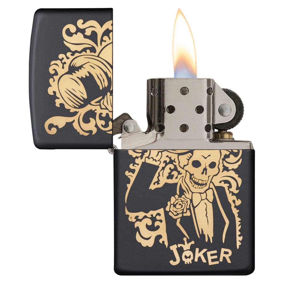 Zippo Lighter: Joker in Tuxedo, Engraved - Black Matte 29632 - Image 3