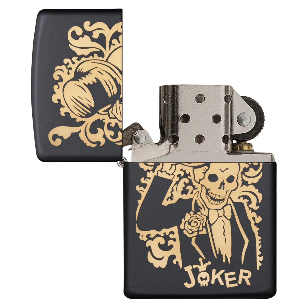 Zippo Lighter: Joker in Tuxedo, Engraved - Black Matte 29632 - Image 4
