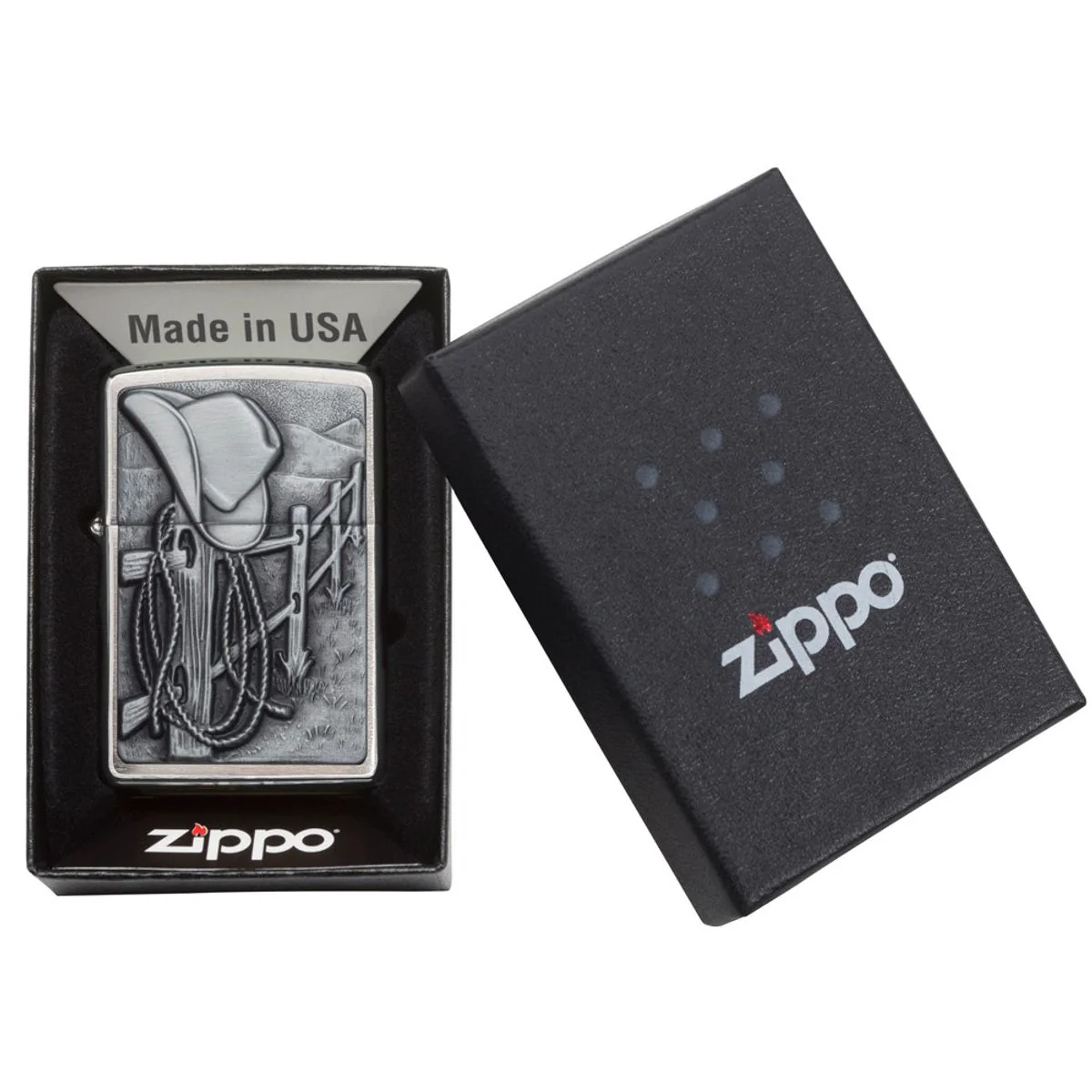 Zippo Lighter: Resting Cowboy Emblem - Brushed Chrome 24879 - Image 6