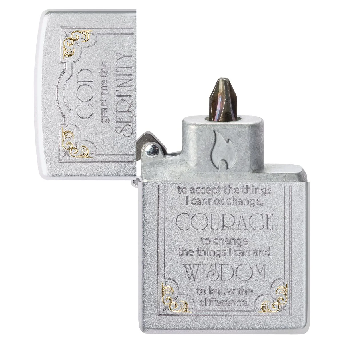 Zippo Lighter: Serenity Prayer - Satin Chrome 28458 - Image 3