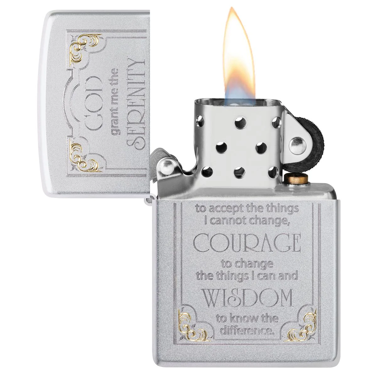 Zippo Lighter: Serenity Prayer - Satin Chrome 28458 - Image 4