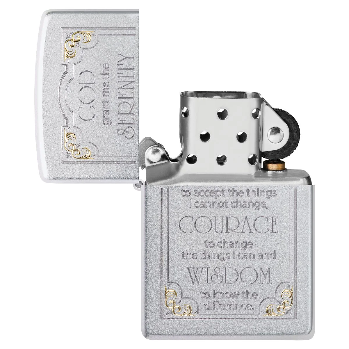 Zippo Lighter: Serenity Prayer - Satin Chrome 28458 - Image 5