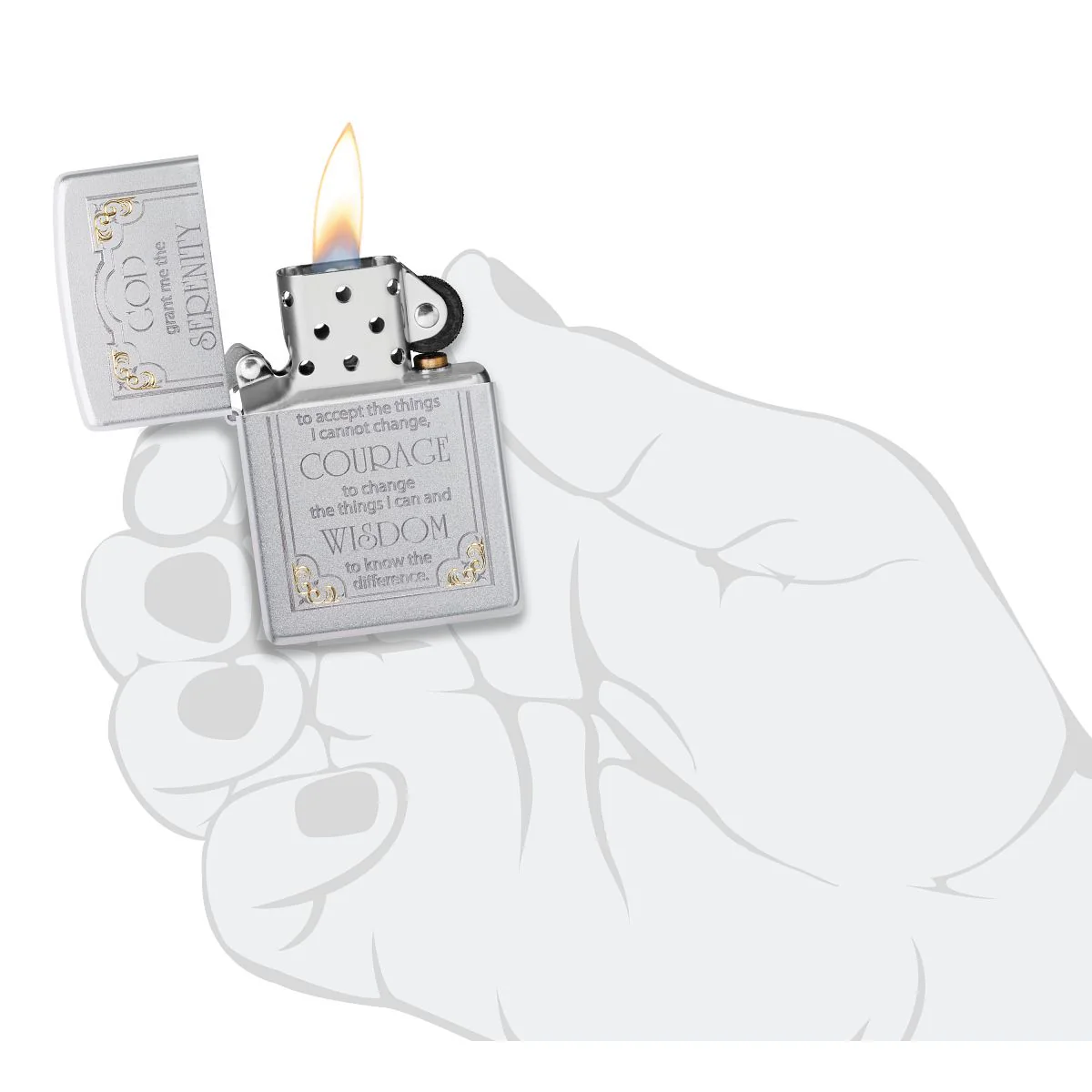 Zippo Lighter: Serenity Prayer - Satin Chrome 28458 - Image 6