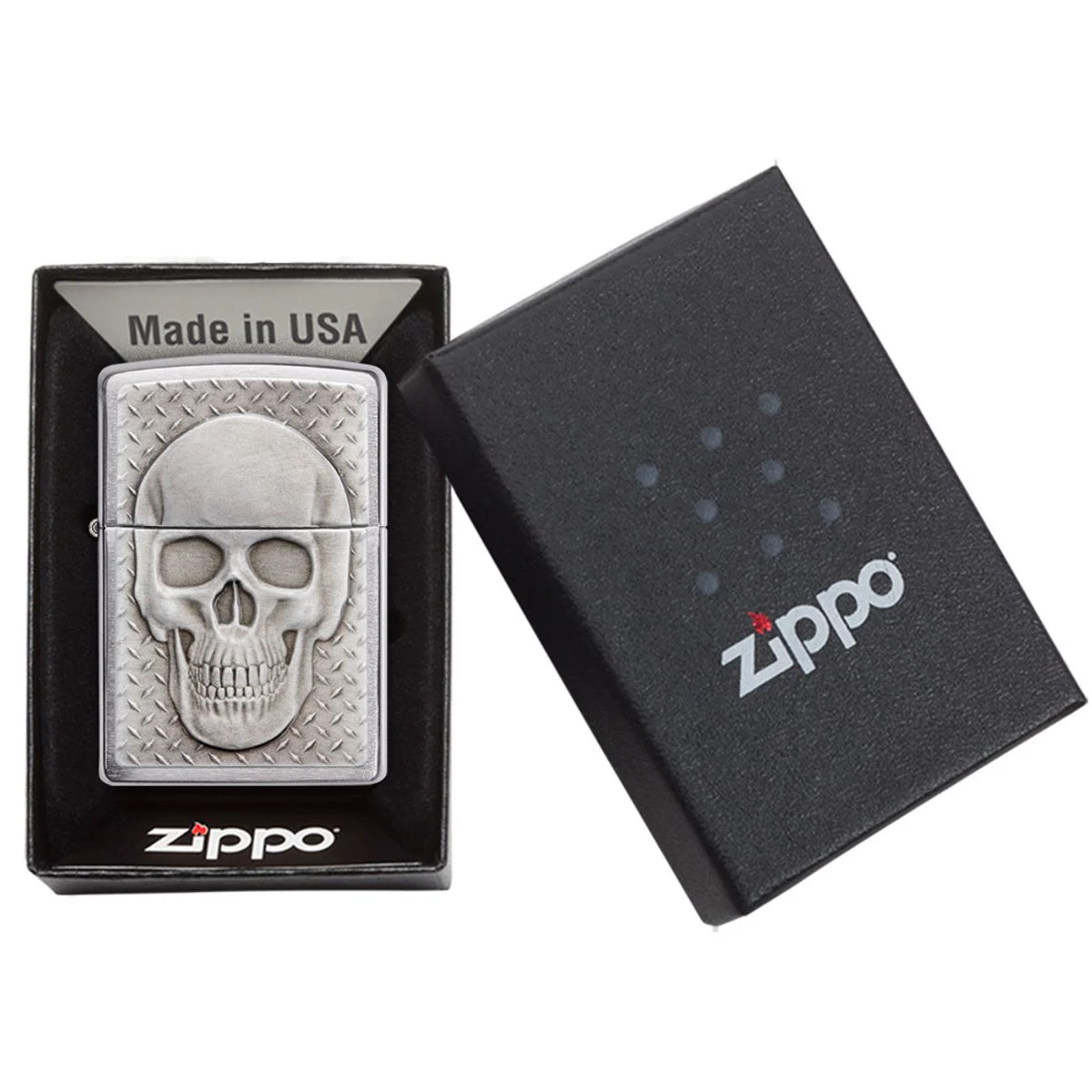 Zippo Lighter: Skull with Brain Surprise Emblem - Brushed Chrome 29818 - Image 6