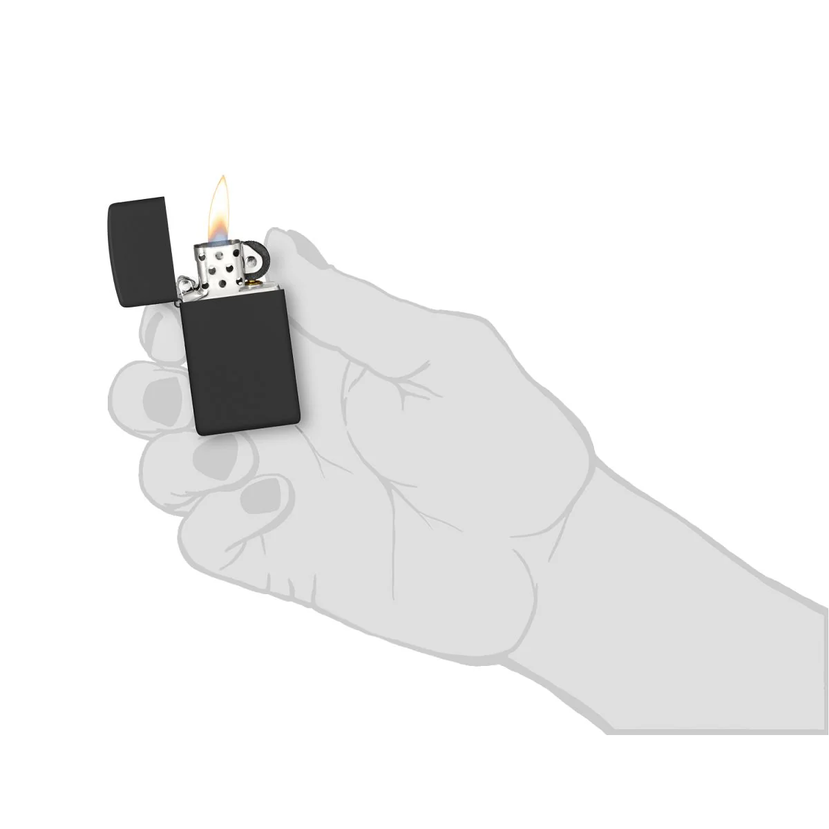 Zippo Lighter: Slim - Black Matte 1618 - Image 5