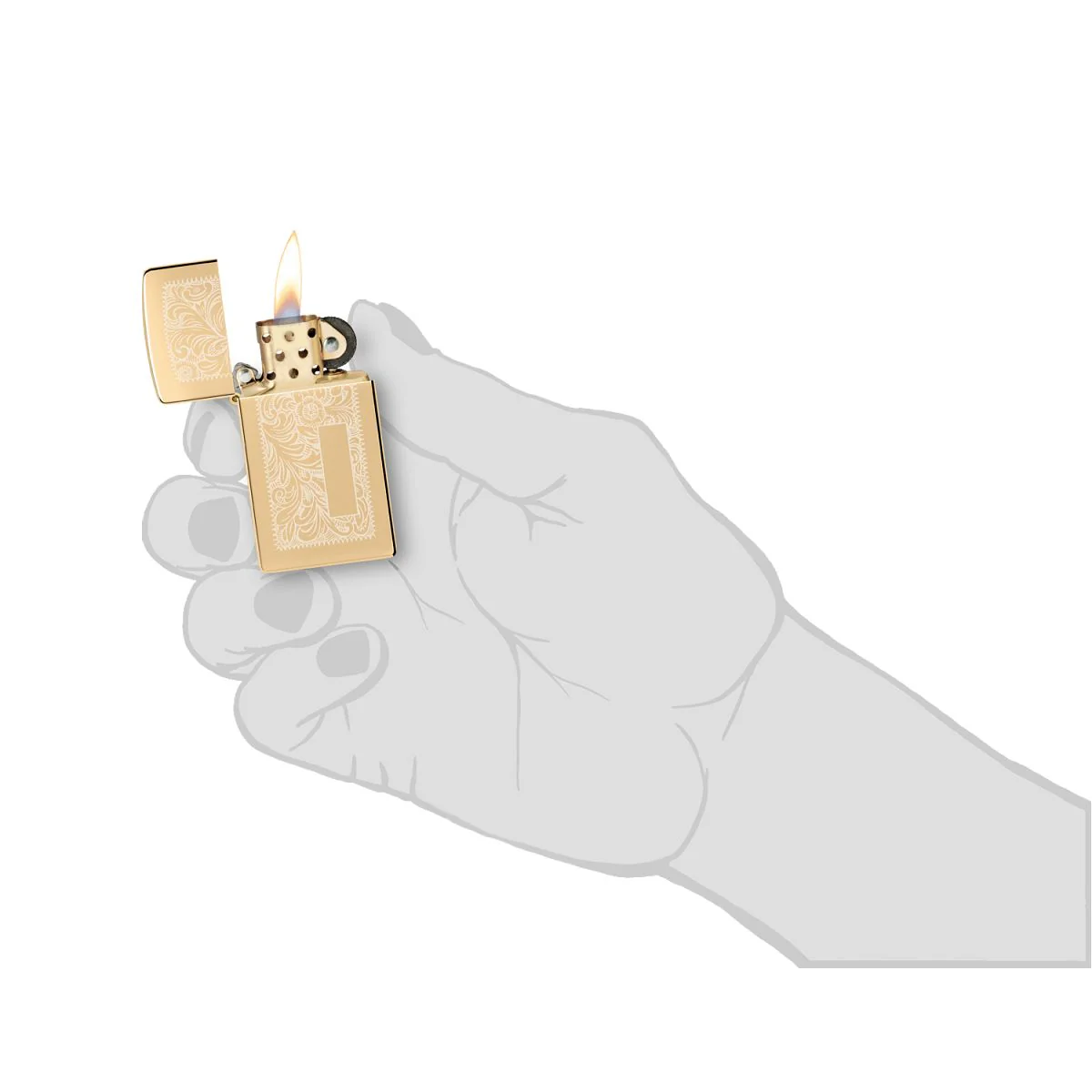 Zippo Lighter: Slim Venetian - HP Brass 1652B - Image 7