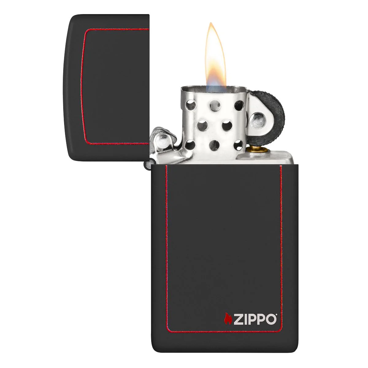 Zippo Lighter: Slim with Zippo Logo - Black Matte 1618ZB - Image 3