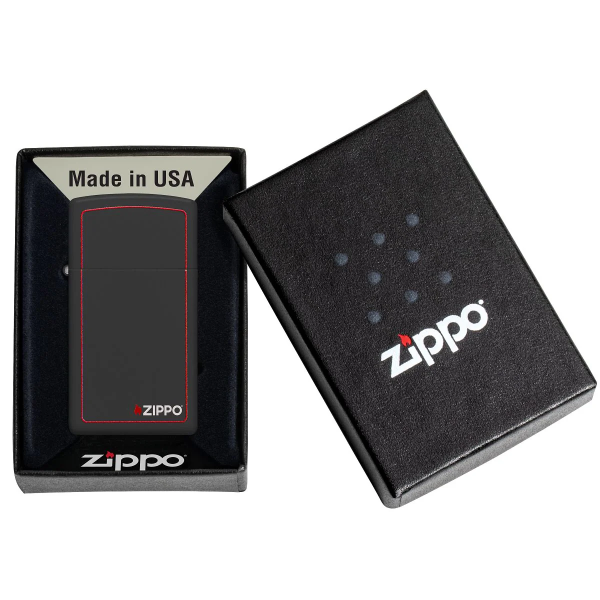 Zippo Lighter: Slim with Zippo Logo - Black Matte 1618ZB - Image 6