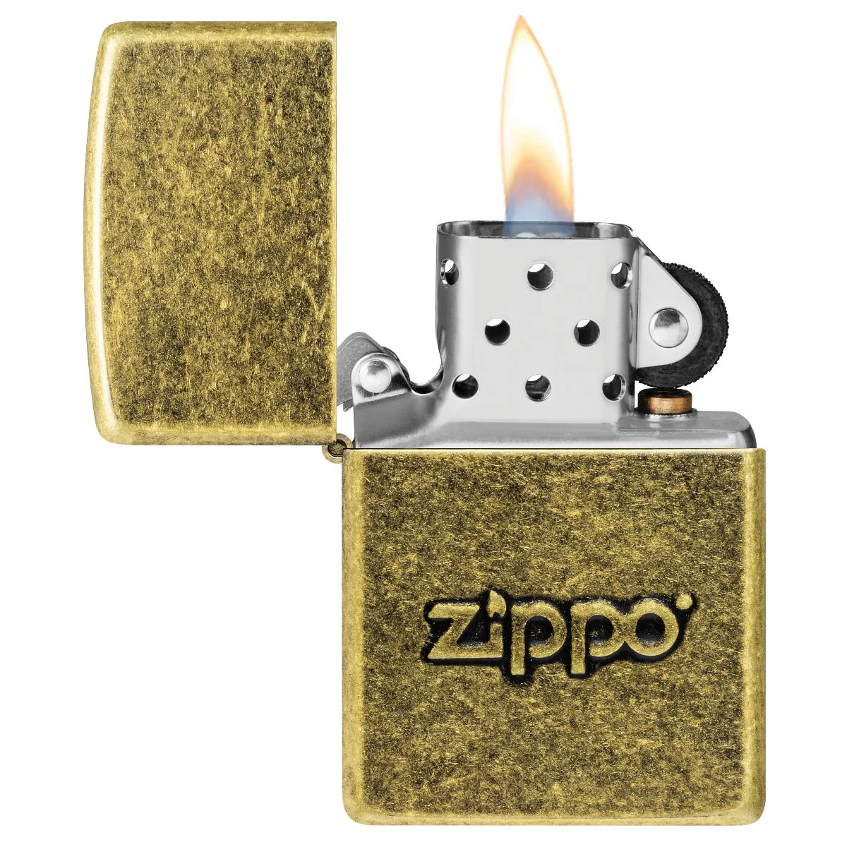 Zippo Lighter: Stamped Zippo Logo - Antique Brass 28994 - Image 3