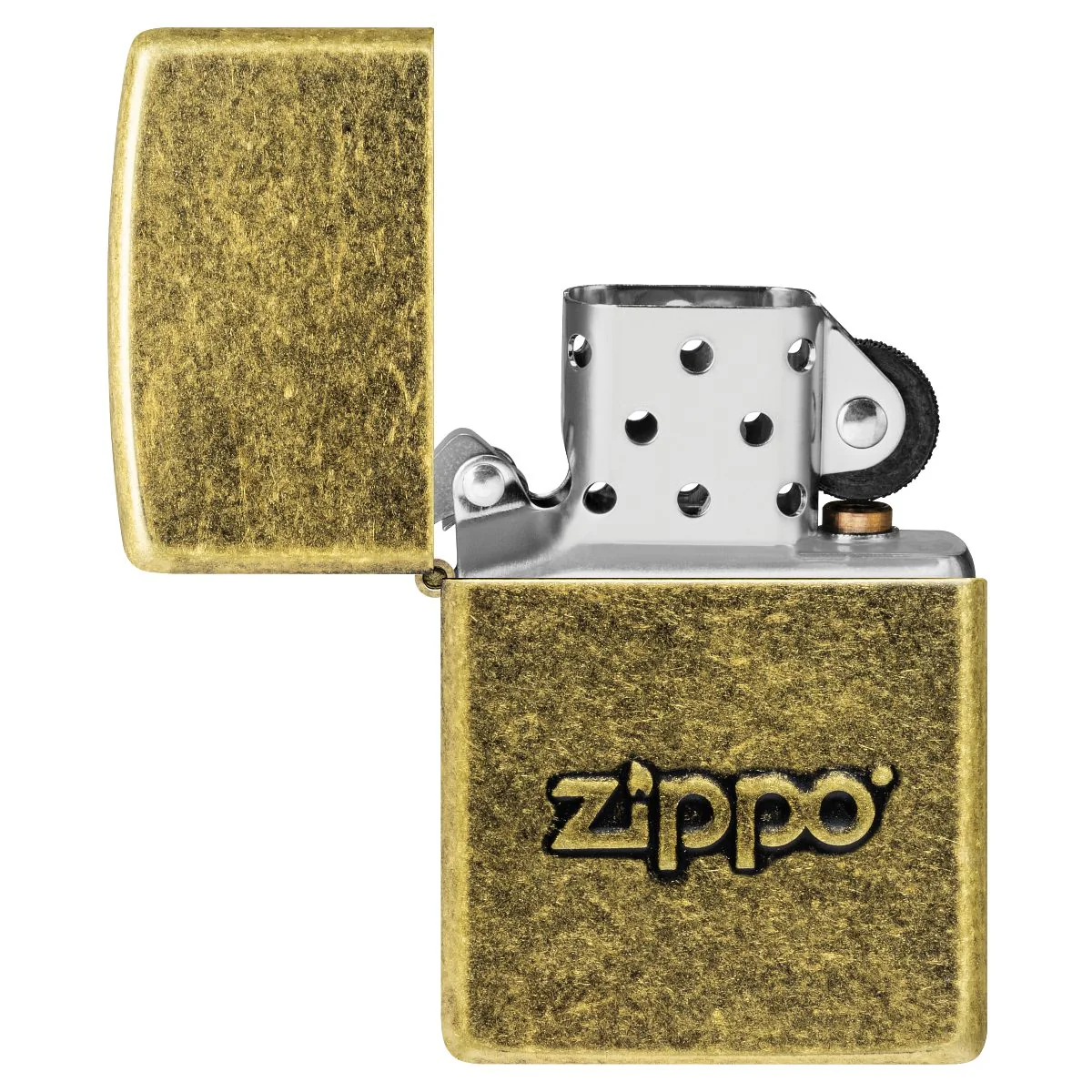 Zippo Lighter: Stamped Zippo Logo - Antique Brass 28994 - Image 4