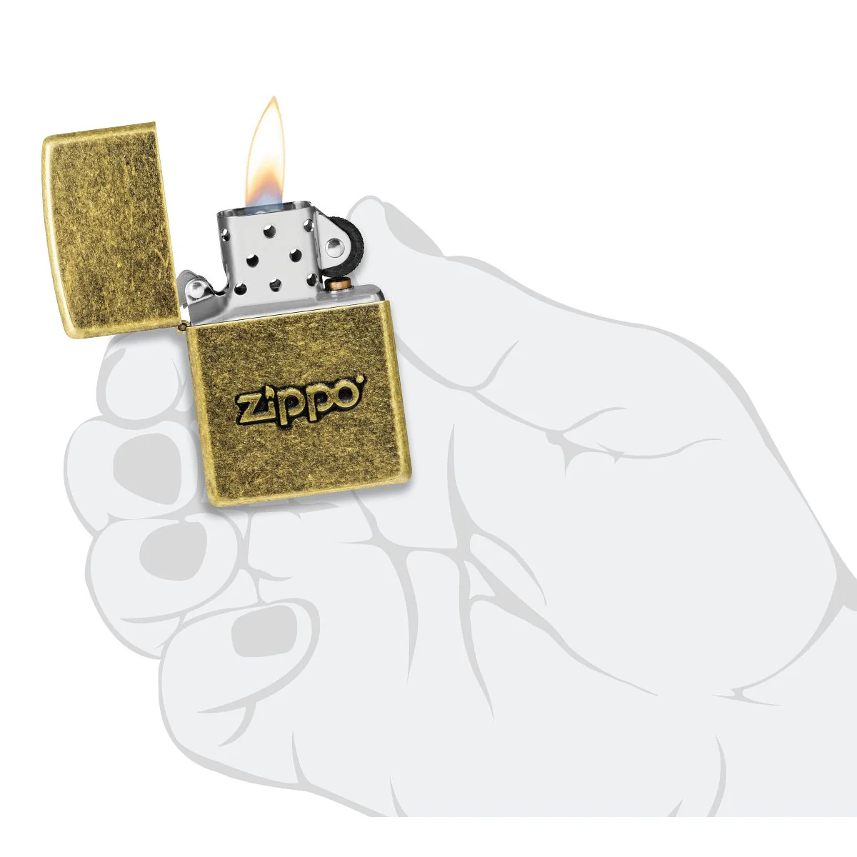 Zippo Lighter: Stamped Zippo Logo - Antique Brass 28994 - Image 5