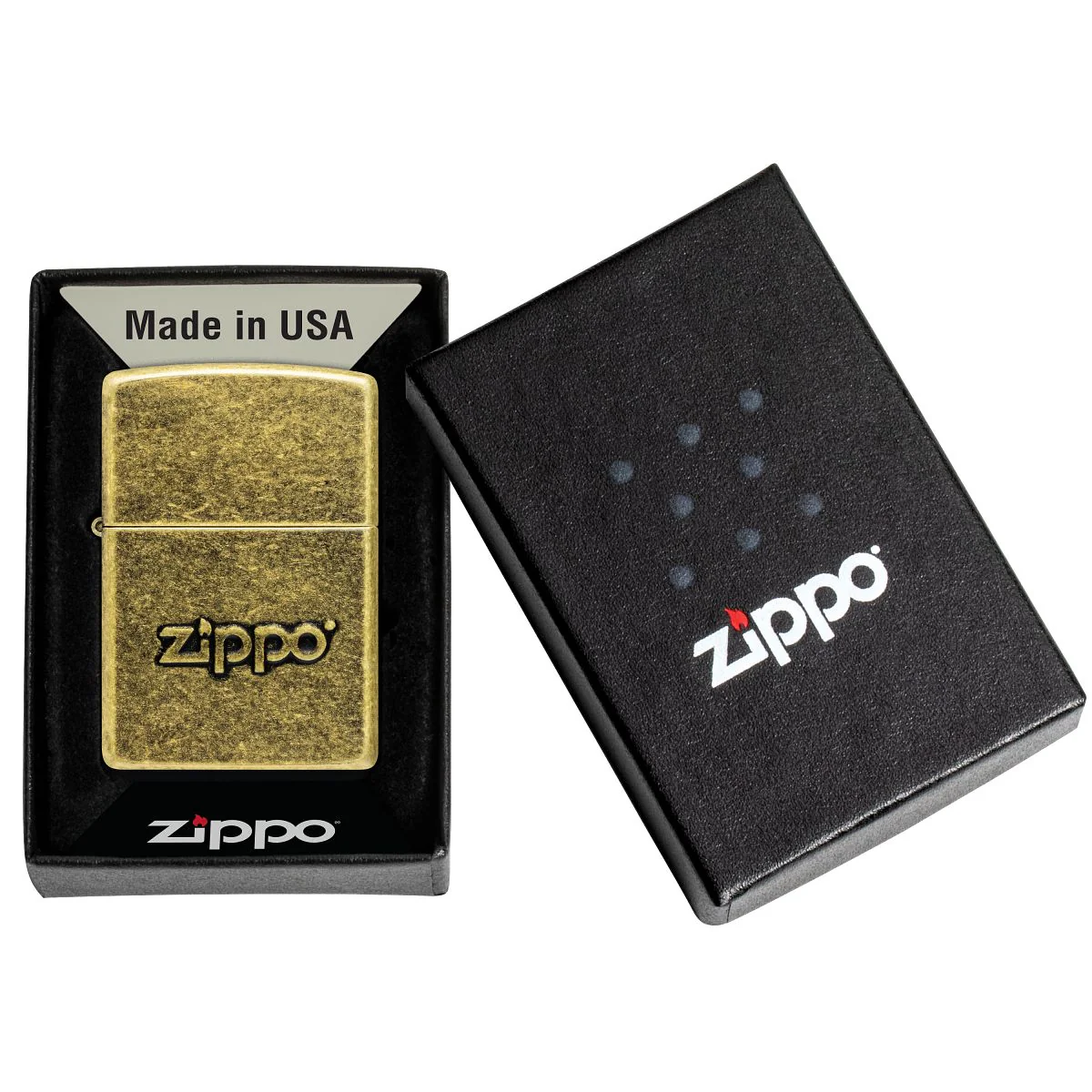 Zippo Lighter: Stamped Zippo Logo - Antique Brass 28994 - Image 6