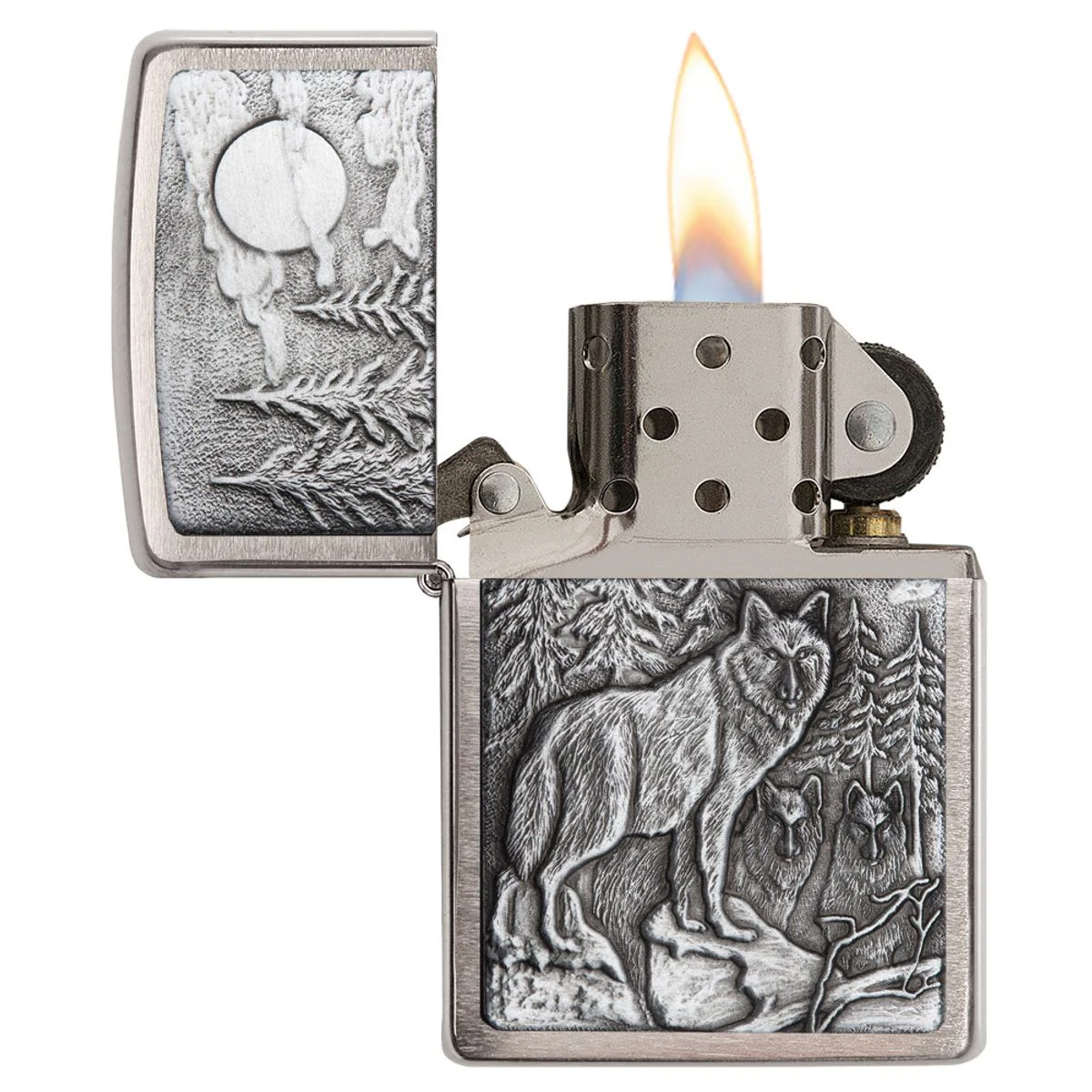 Zippo Lighter: Timberwolves Emblem - Brushed Chrome 20855 - Image 3