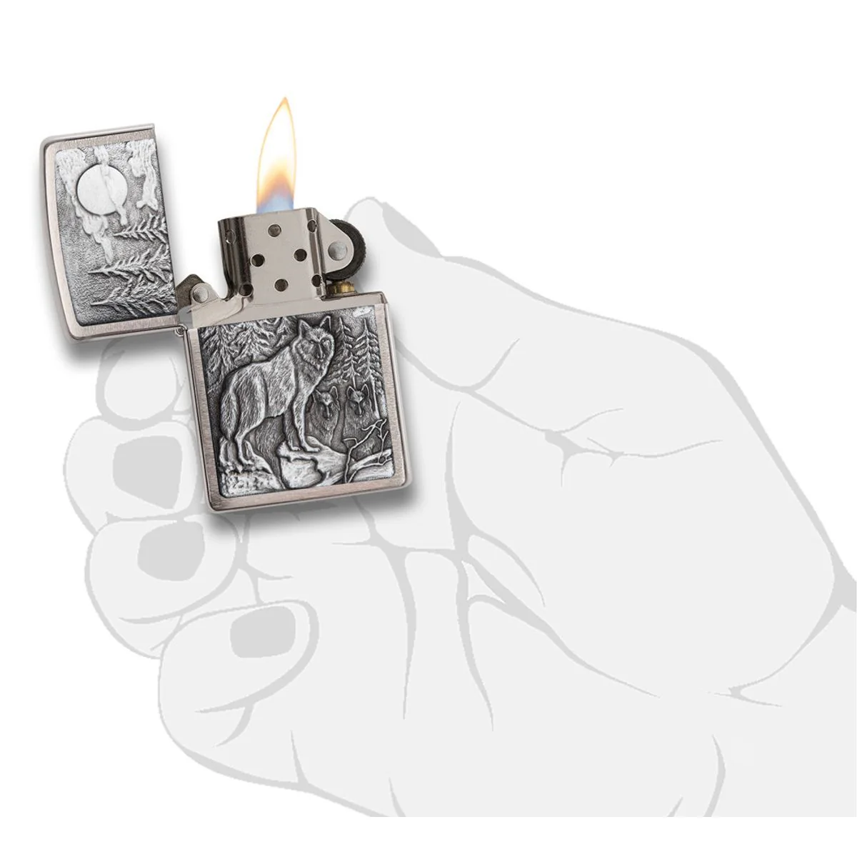 Zippo Lighter: Timberwolves Emblem - Brushed Chrome 20855 - Image 5