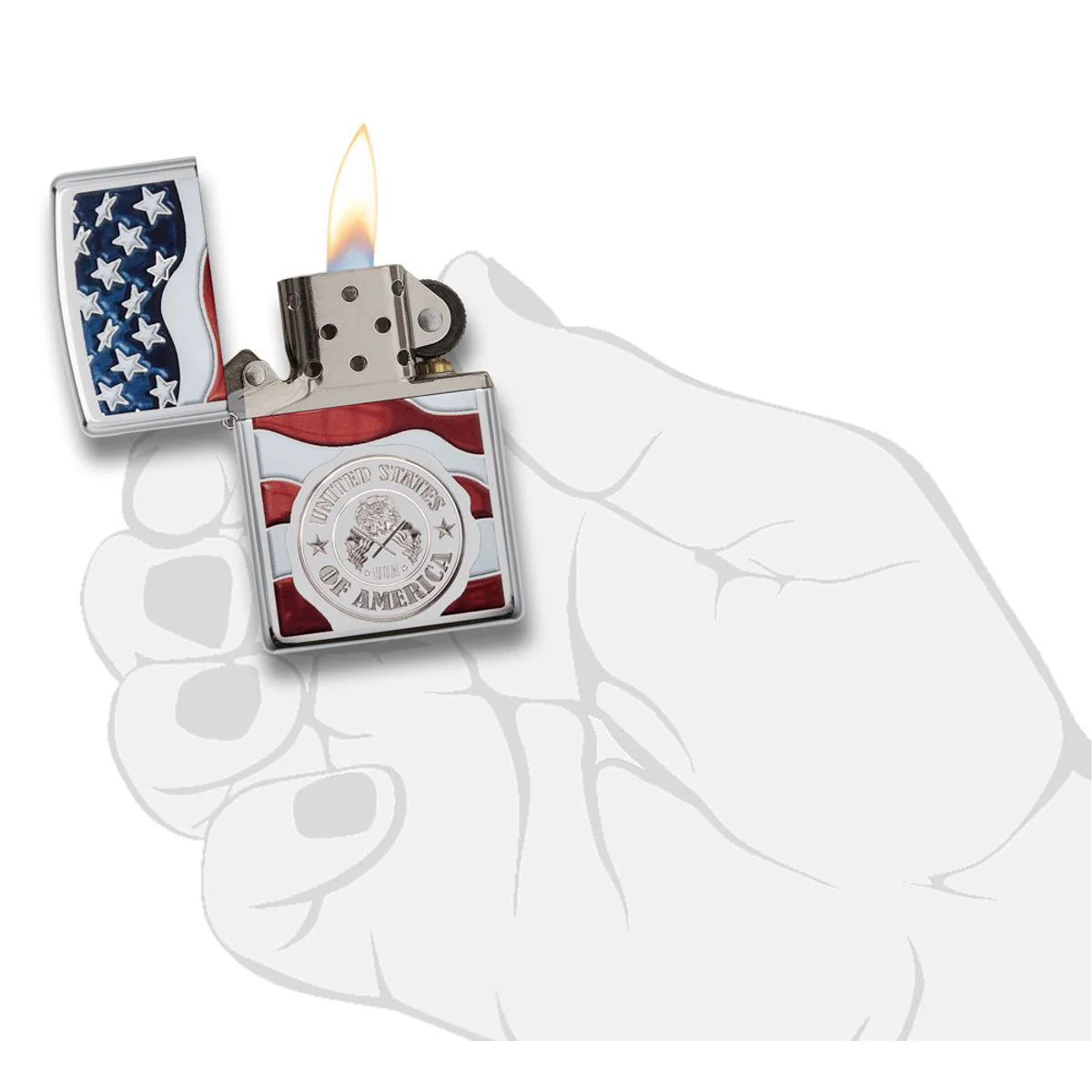 Zippo Lighter: United States of America - High Polish Chrome 29395 - Image 5